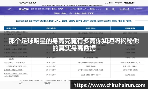 那个足球明星的身高究竟有多高你知道吗揭秘他的真实身高数据